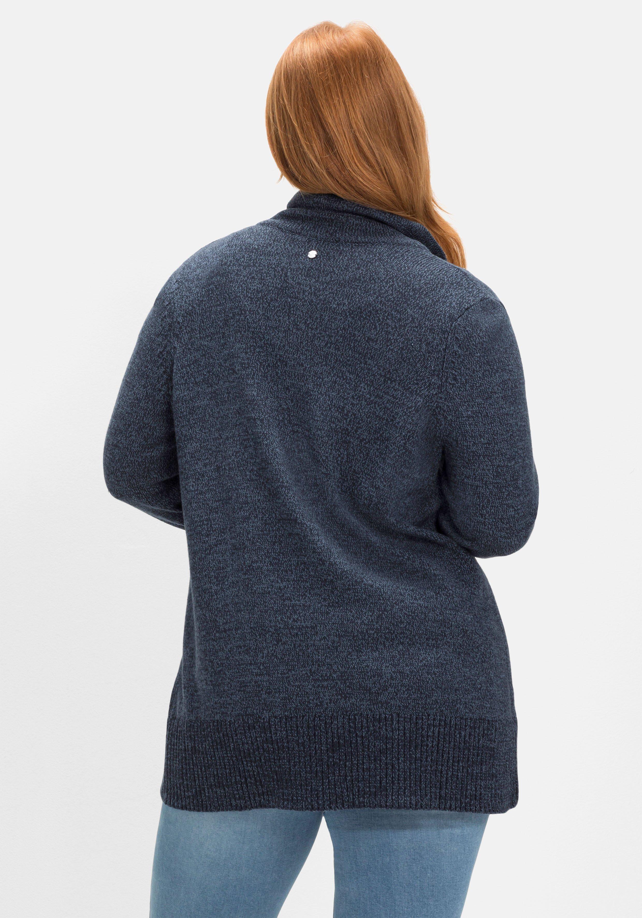 Strickjacke mit Stehkragen und Reißverschluss