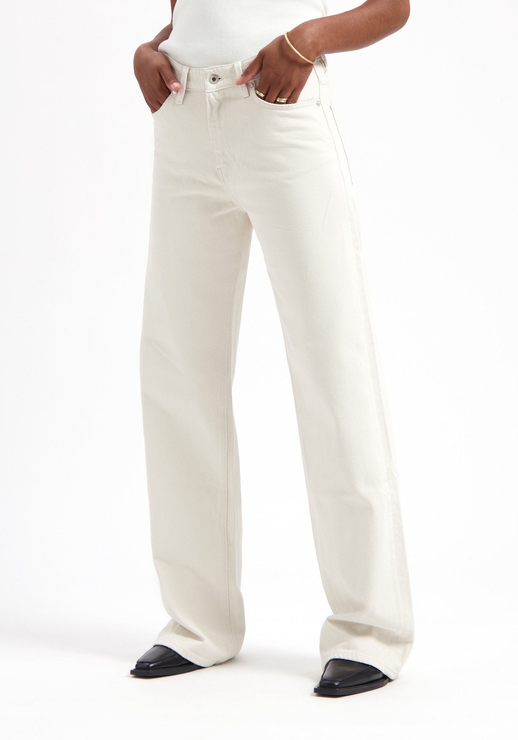 Kuyichi Damen-Jeans Harper Loose Flare Ecru