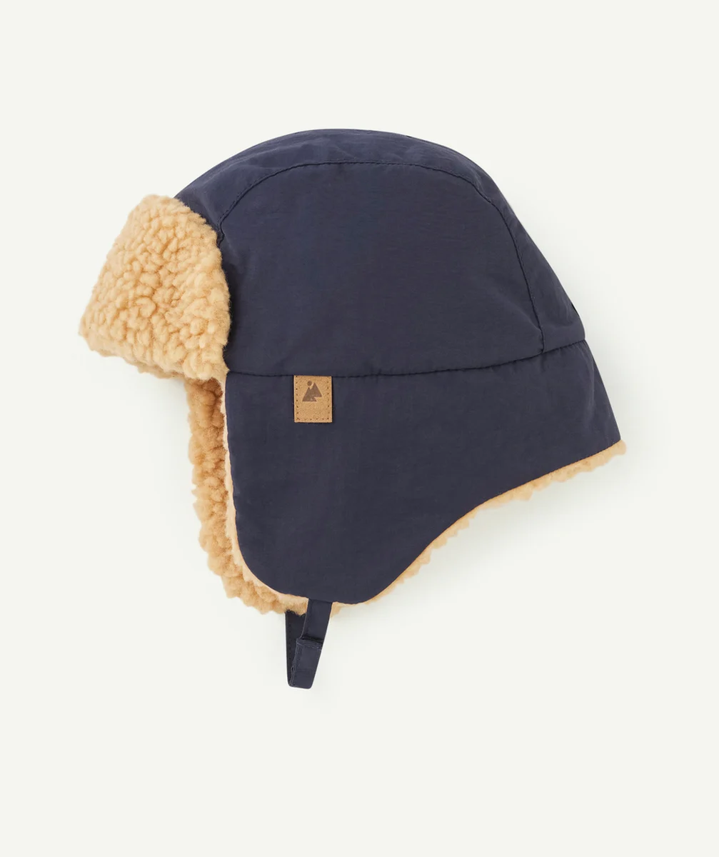 CHAPKA BÉBÉ GARÇON BLEU ET SHERPA BEIGE