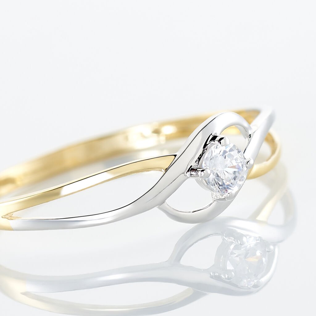 Bague Croise Or Bicolore Oxyde De Zirconium
