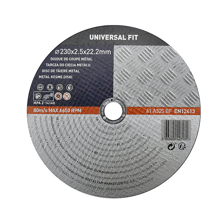 Disque de coupe métal 230x2,5x22,2 mm Universel fit