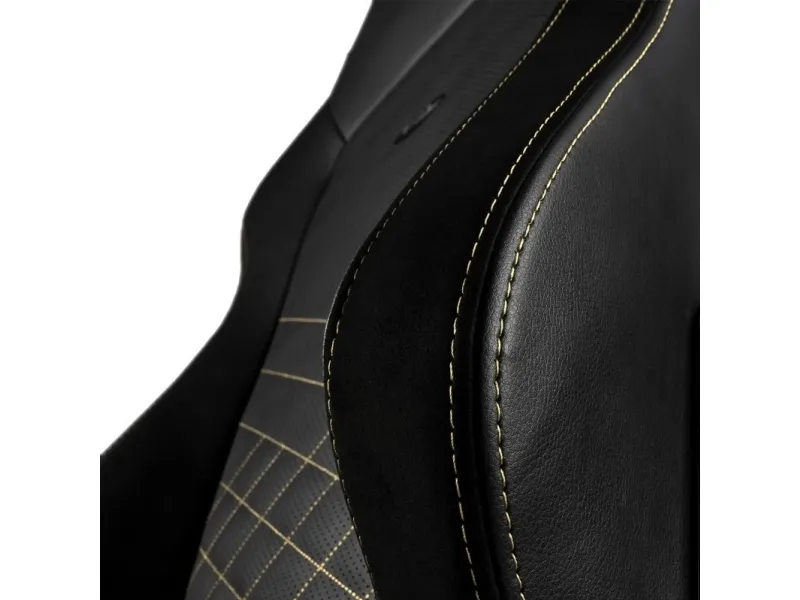 Noblechairs Hero - Stol - ergonomisk - armstøtter - T-formet - vippe - drejeled - aluminium, polyurethan, stål, memory foam, polyuretan vegan falsk læder - sort, guld