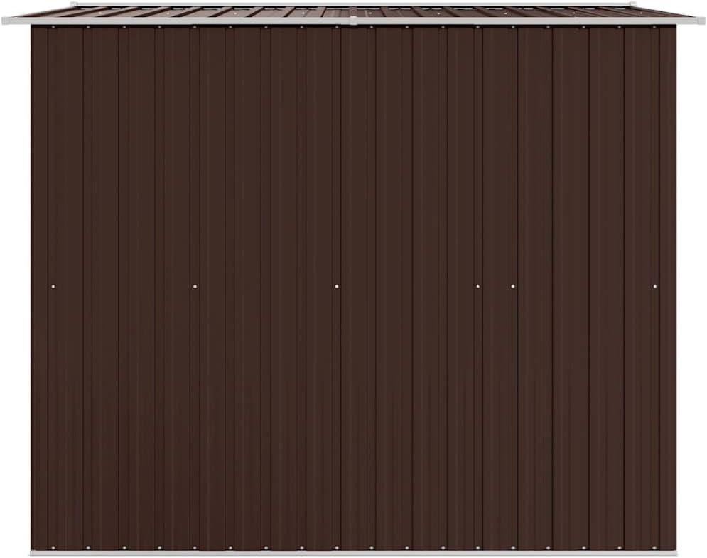 vidaXL Geräteschuppen mit 4 Entlüftungsöffnungen Schiebetür Gerätehaus Gartenhaus Schuppen Gartenschuppen Braun 257x205x178cm Stahl