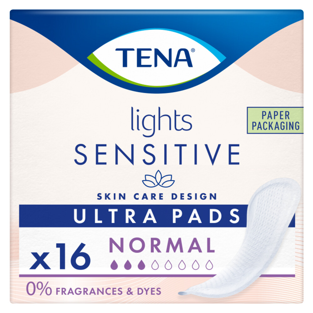 3x TENA Sensitive Lights Ultra Pads Normal16 stuks