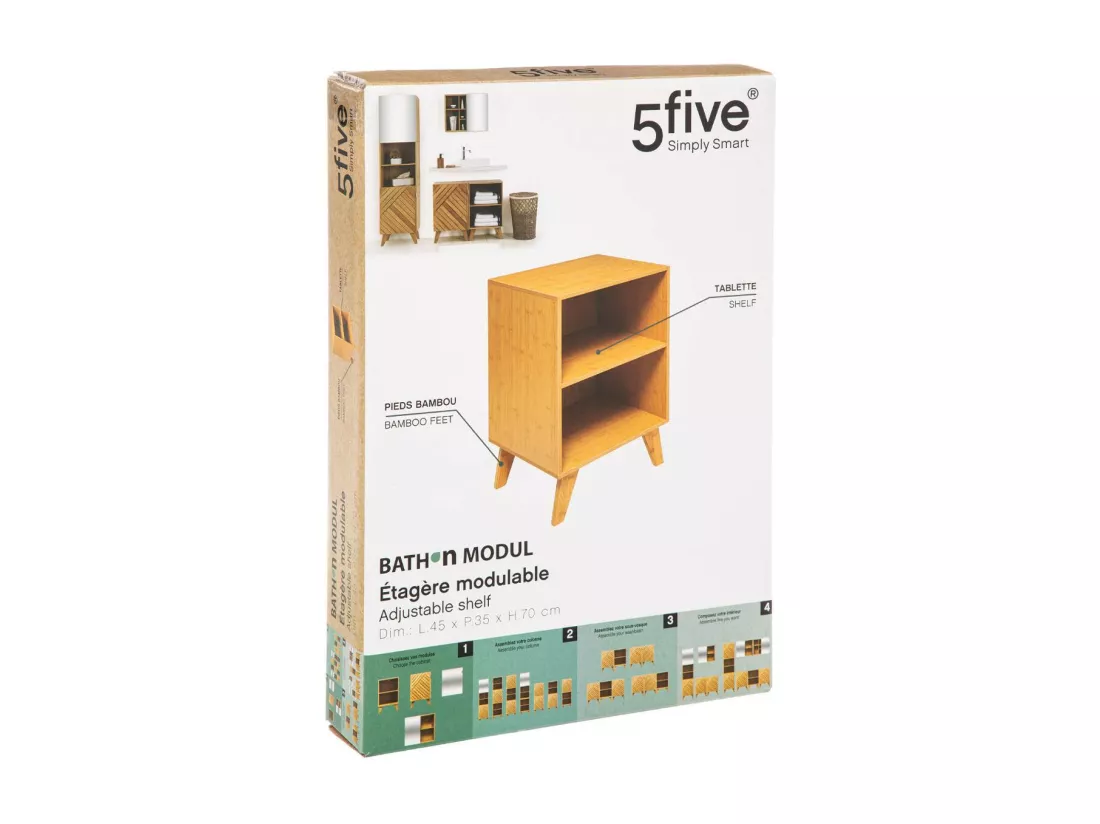 Meuble de rangement 1 Etagère en Bambou et Bois H 70 cm