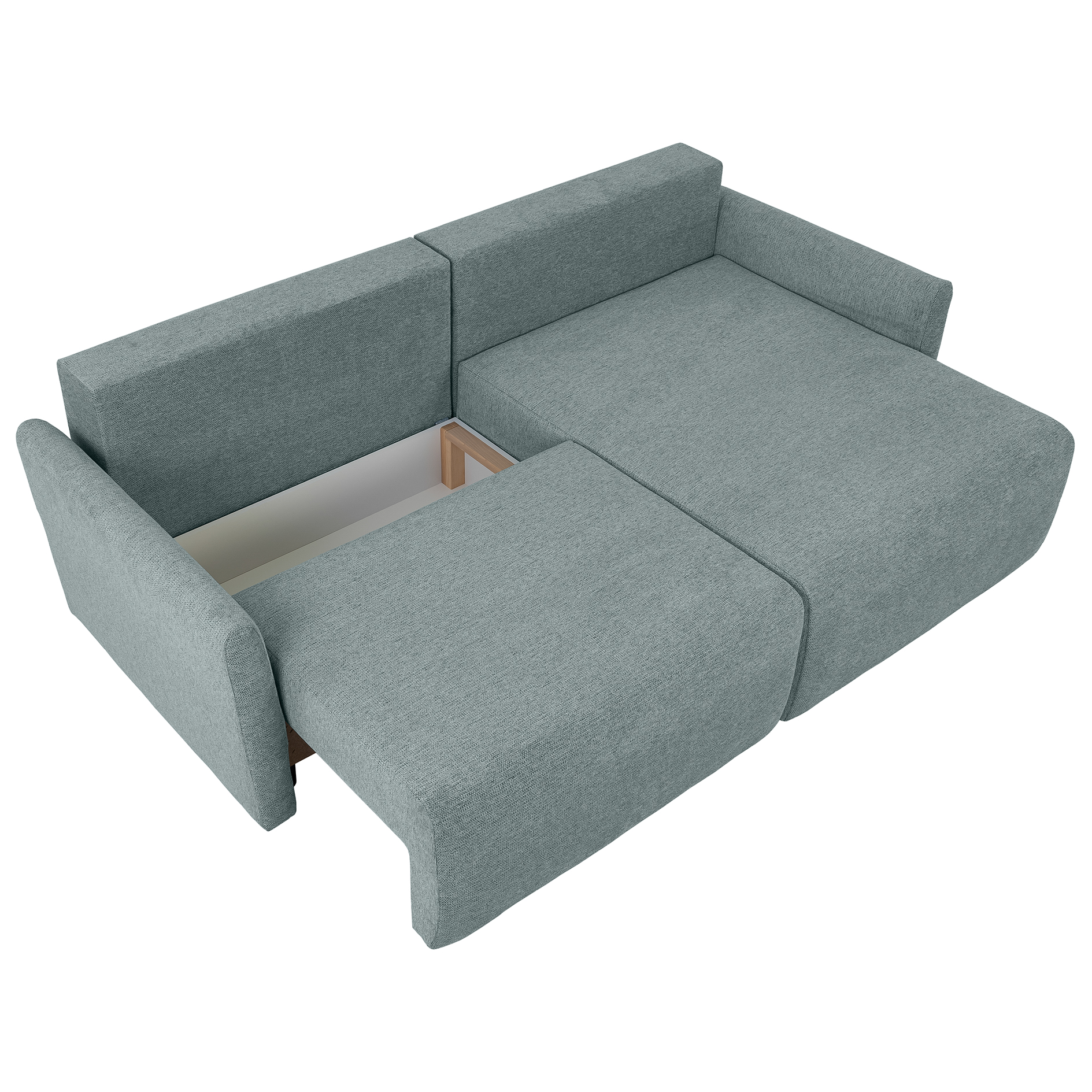 Ecksofa - eisblau - Liegefunktion und Staukasten - 228x146 cm