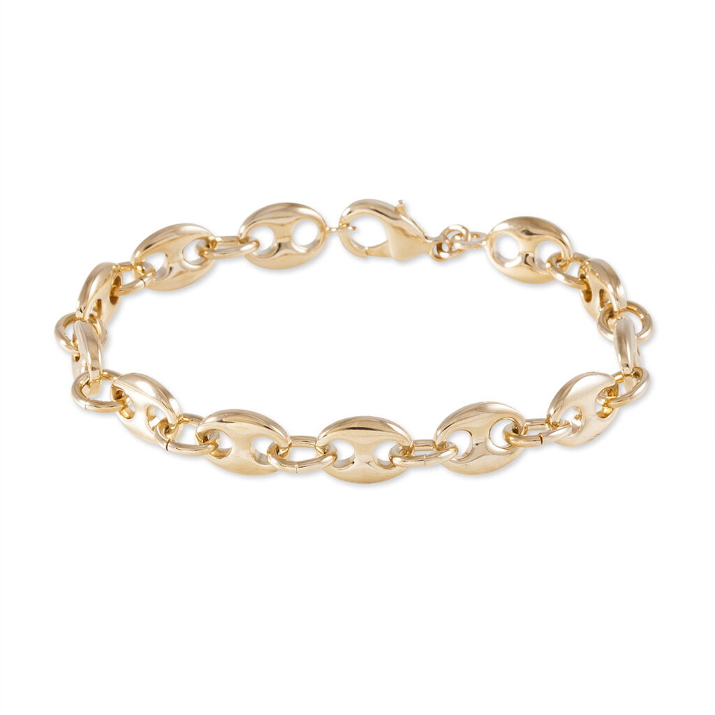 Bracelet Capucine Maille Grain De Cafe Plaque Or Jaune