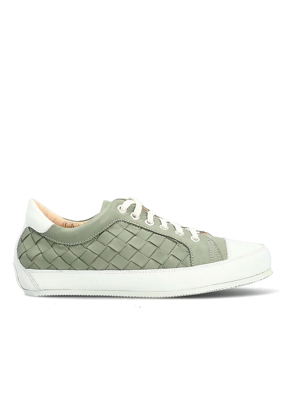 BASKET ROTONDA TRESSEE CUIR VERT