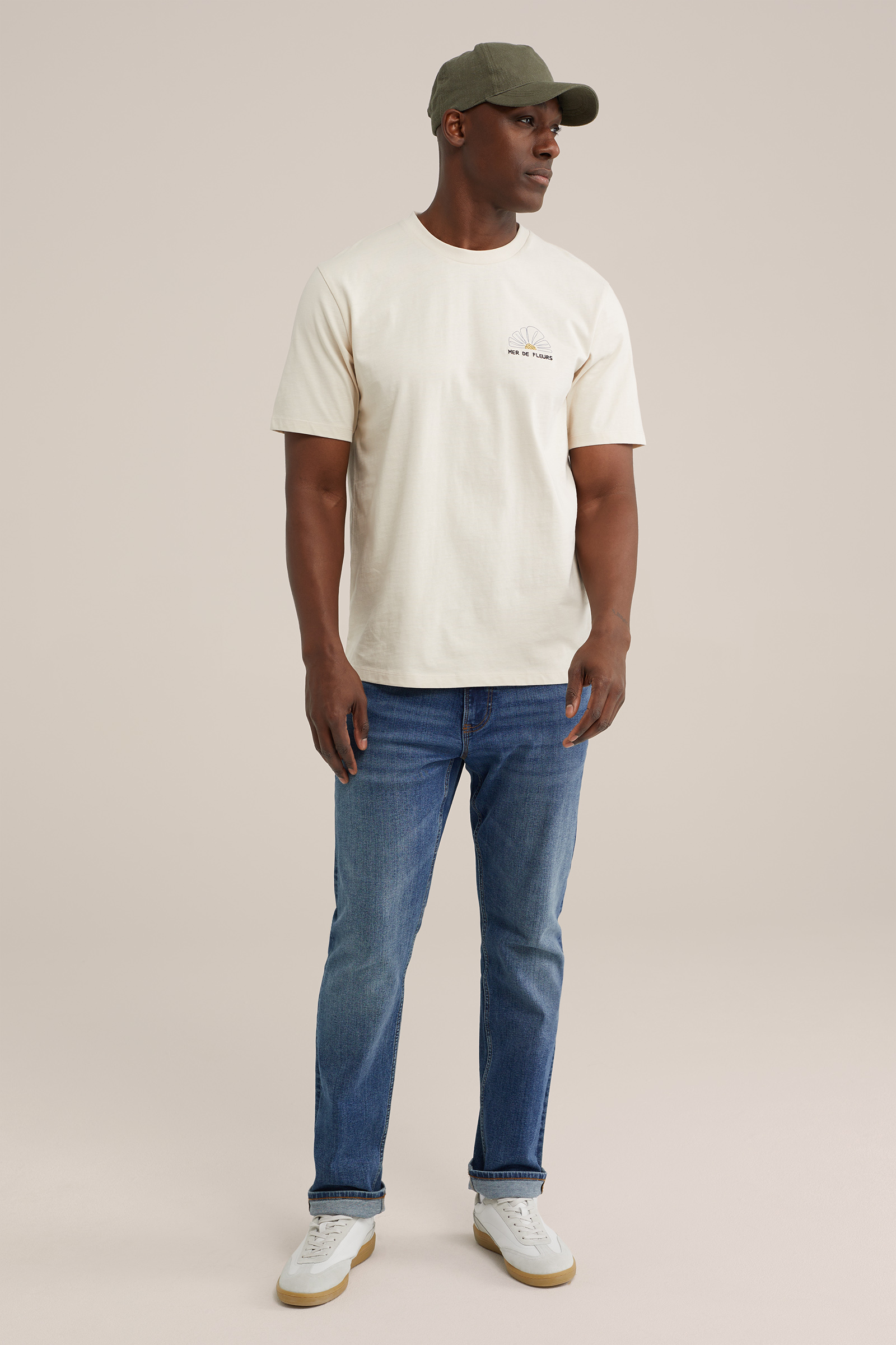 T-shirt met opdruk WE Fashion Beige