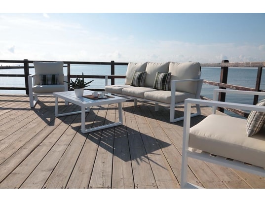 HEVEA - Salon extérieur Ensemble salon sofa de jardin bolon 8 en aluminium blanc cou...