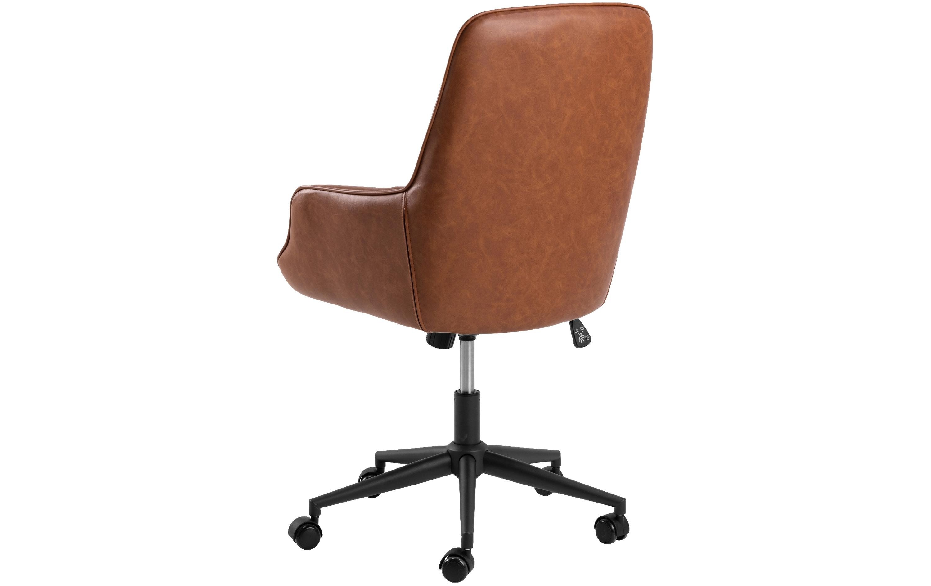 Bürostuhl Erik, mit Polsterrücken und Armlehnen, Cognac<br>Höhenverstellbarer Schreibtischstuhl