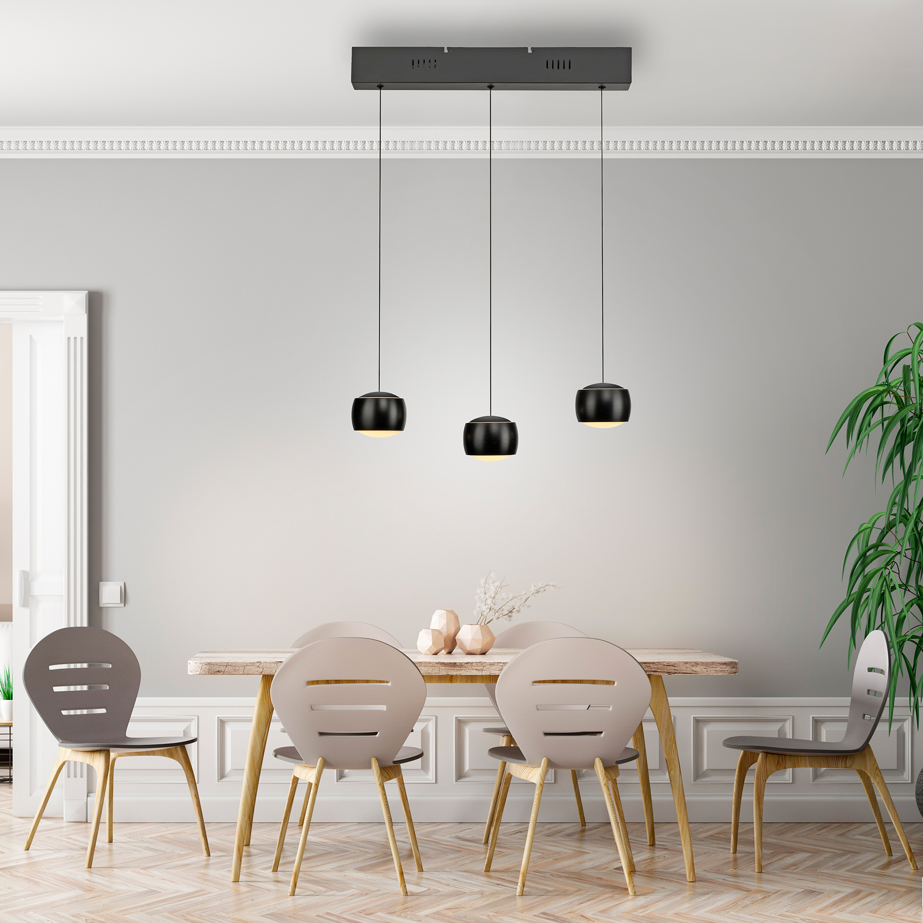 LED-Pendelleuchte - schwarz - dimmbar - mit Comfort Lift