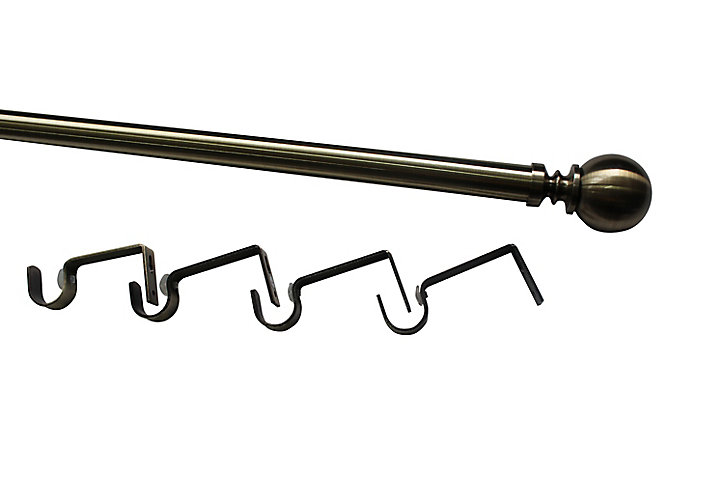 Kit de tringle à rideau extensible embout boule Antiki GoodHome 200/330 cm, Ø25/28 mm doré