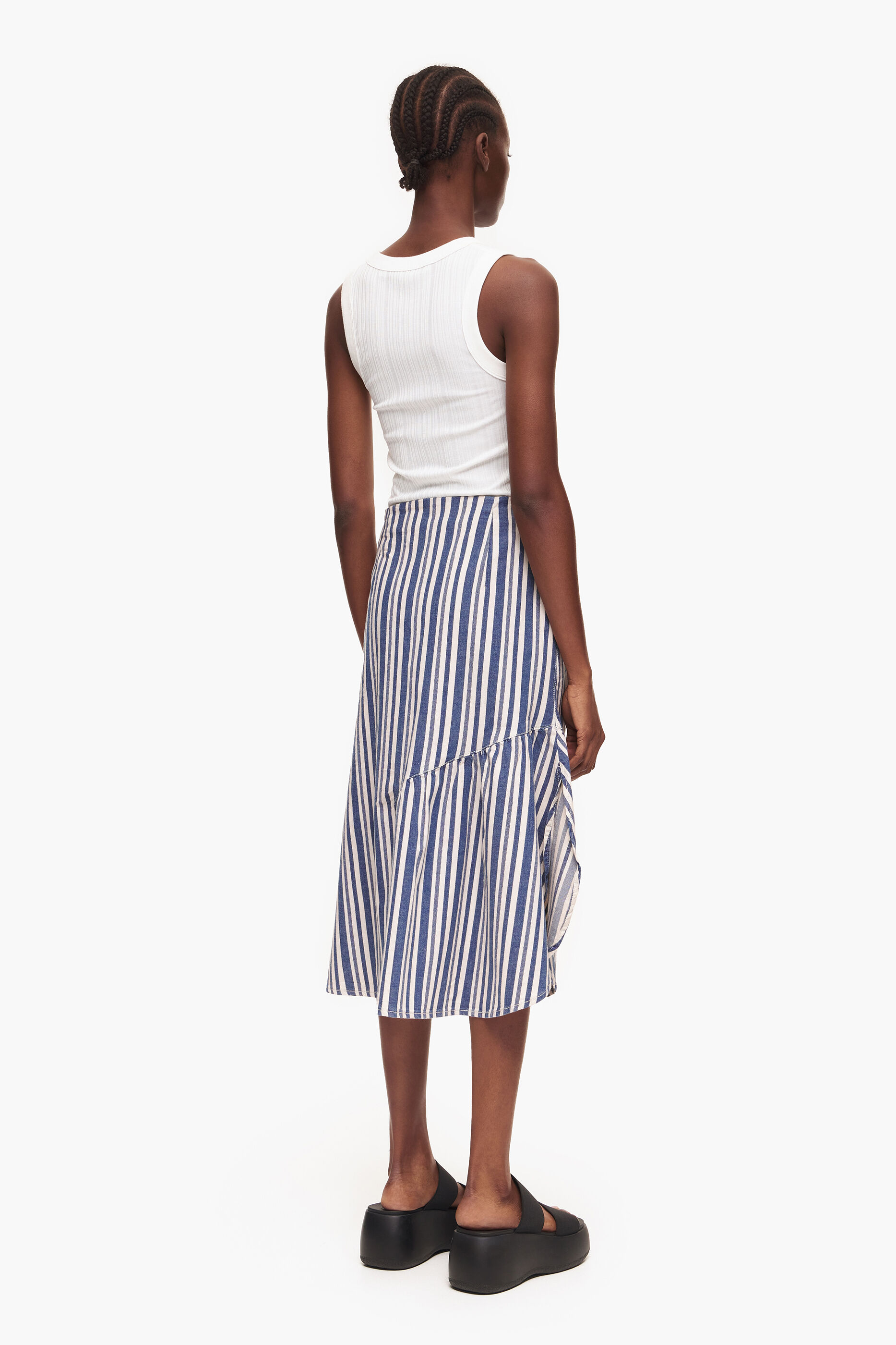 Saia midi jeans azul