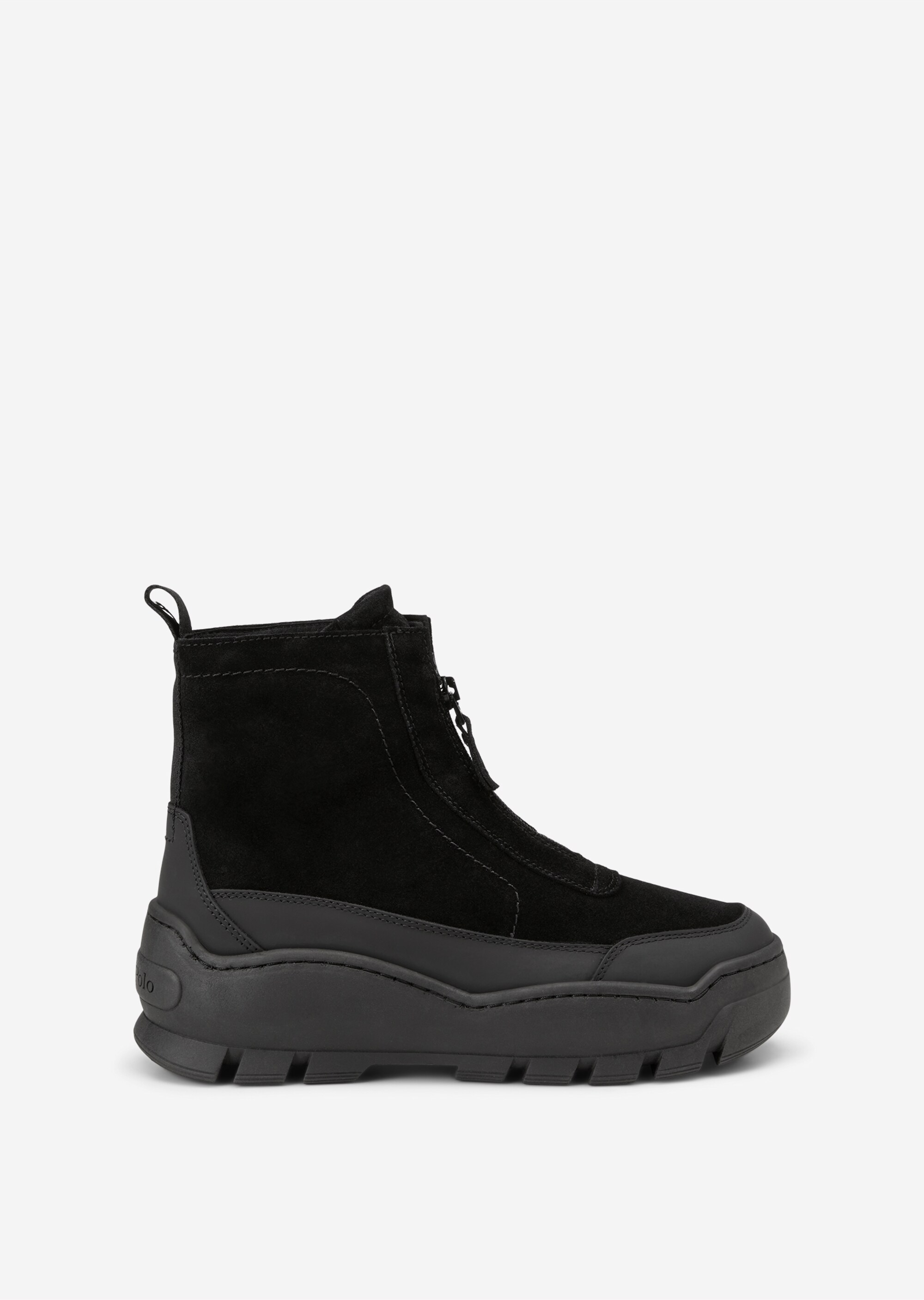 Zipper-Stiefel aus softem Velours-Rindleder