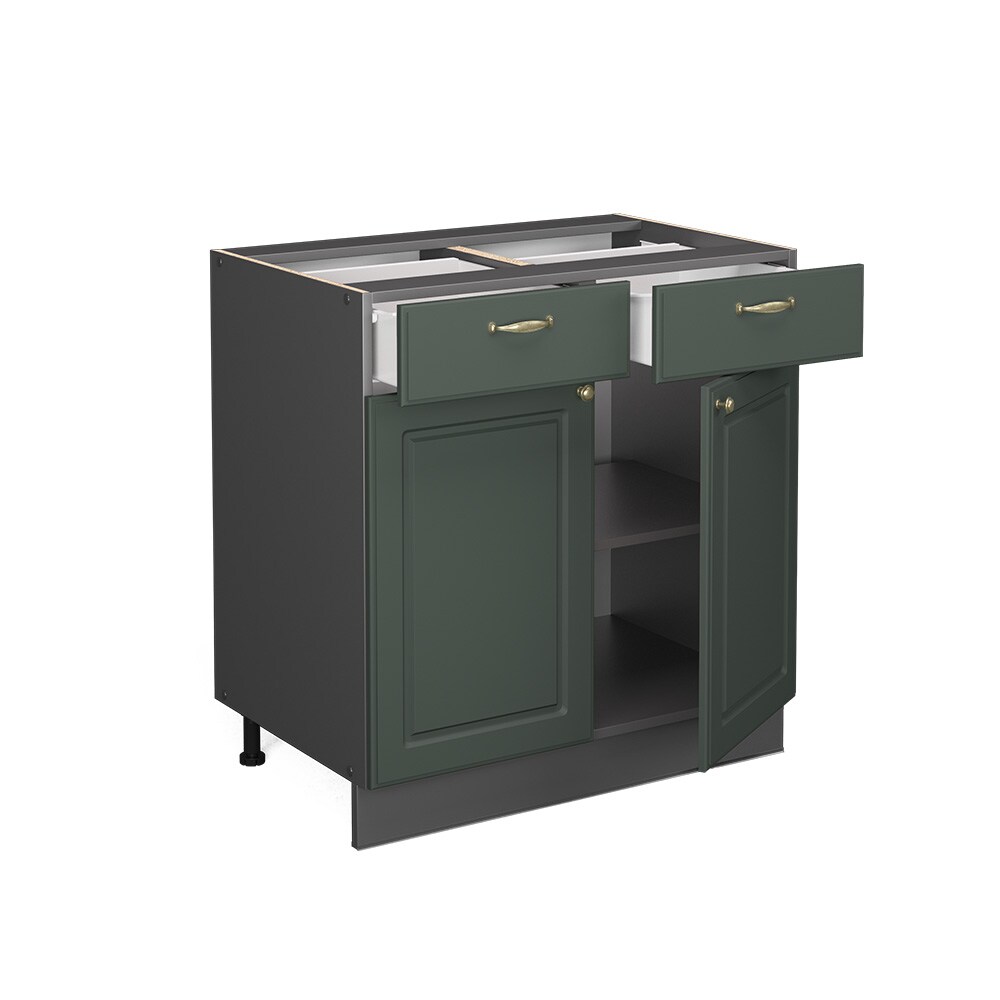 Vicco Schubunterschrank Küchenschrank Küchenmöbel Fame-Line Anthrazit Grün-Gold Landhaus 80 cm Küche Einbauküche Drehtür Schublade Einlegeboden Blende Küchenzeile