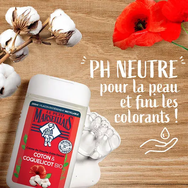 Le Petit Marseillais Creme de Banho Extra Suave Algodão Papoula 250ml