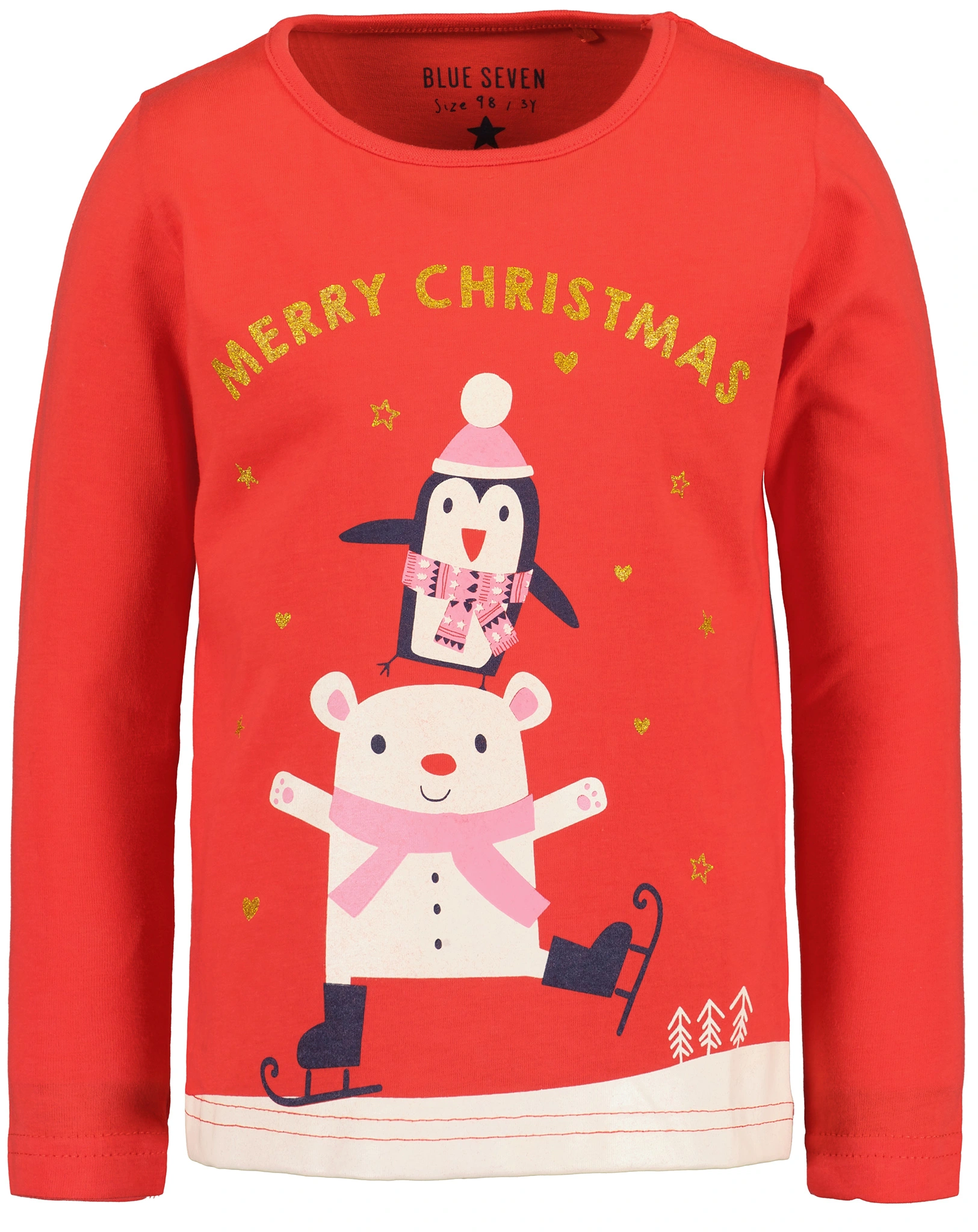 Langarmshirt MERRY CHRISTMAS in tomate