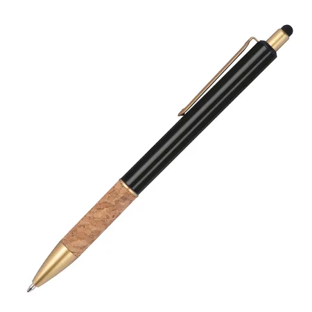 Macma Touchpen Metall-Kugelschreiber mit Korkgriffzone / Farbe: schwarz