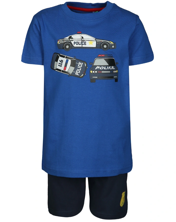 T-Shirt POLICE mit Shorts in dunkelblau/blau