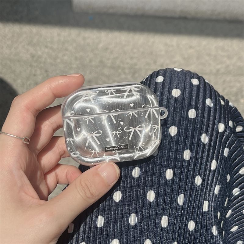 Elliure - AirPods / Pro oortelefoonhoesje met strik en imitatieparels