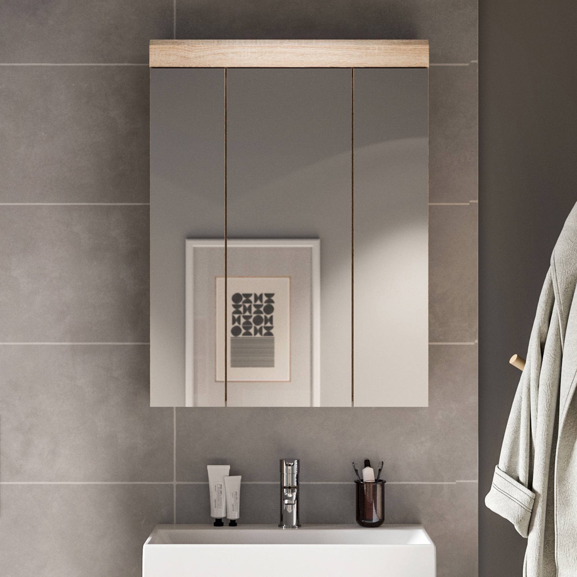 Spiegelschrank LAMBADA - Sonoma Eiche - 60 cm