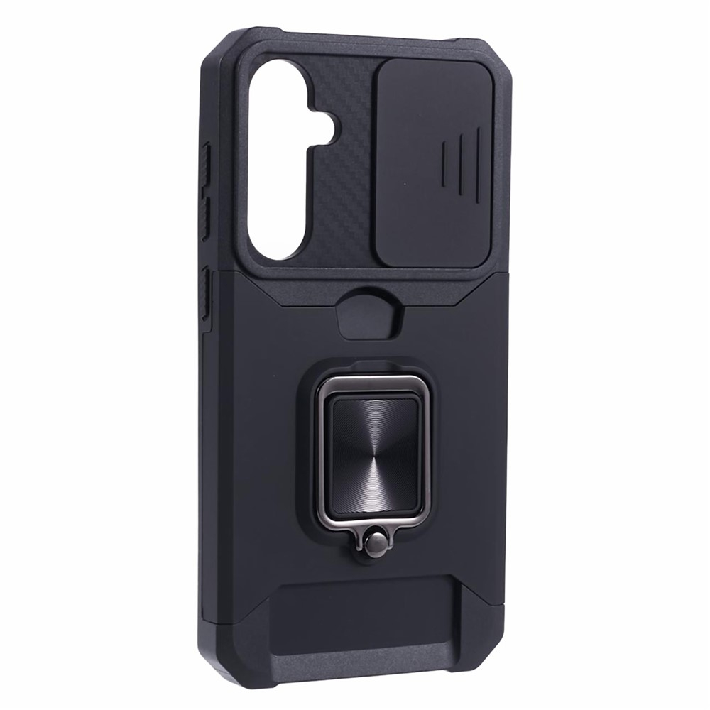 Samsung Galaxy S25 FE Hybrid Outdoor Hardcase Hülle mit Cam-Slider   Magnetischer Kickstand - Schwarz