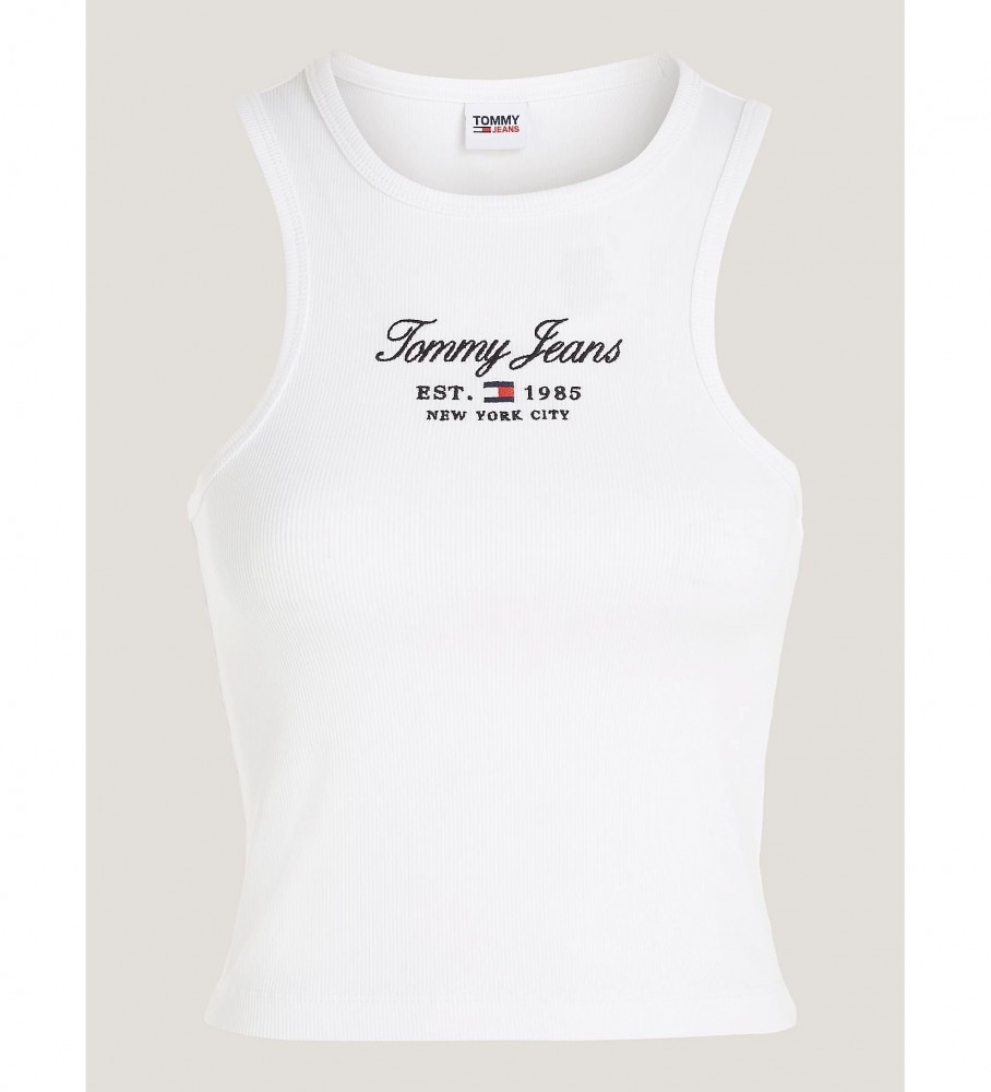 Camiseta sem mangas Tommy Jeans Essential Slim Fit branca