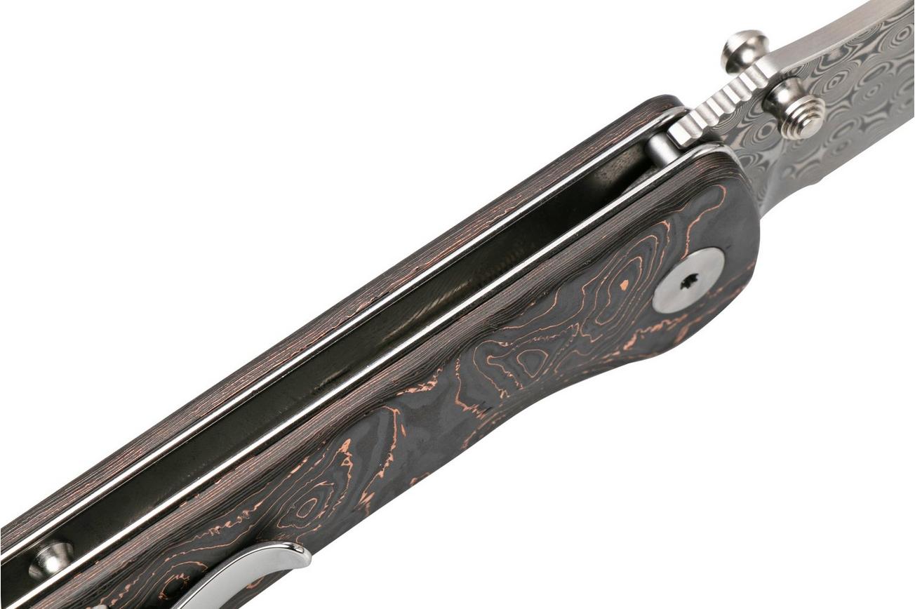 QSP Knife Hawk QS131-R Damascus, Copper Foil Carbonfiber zakmes