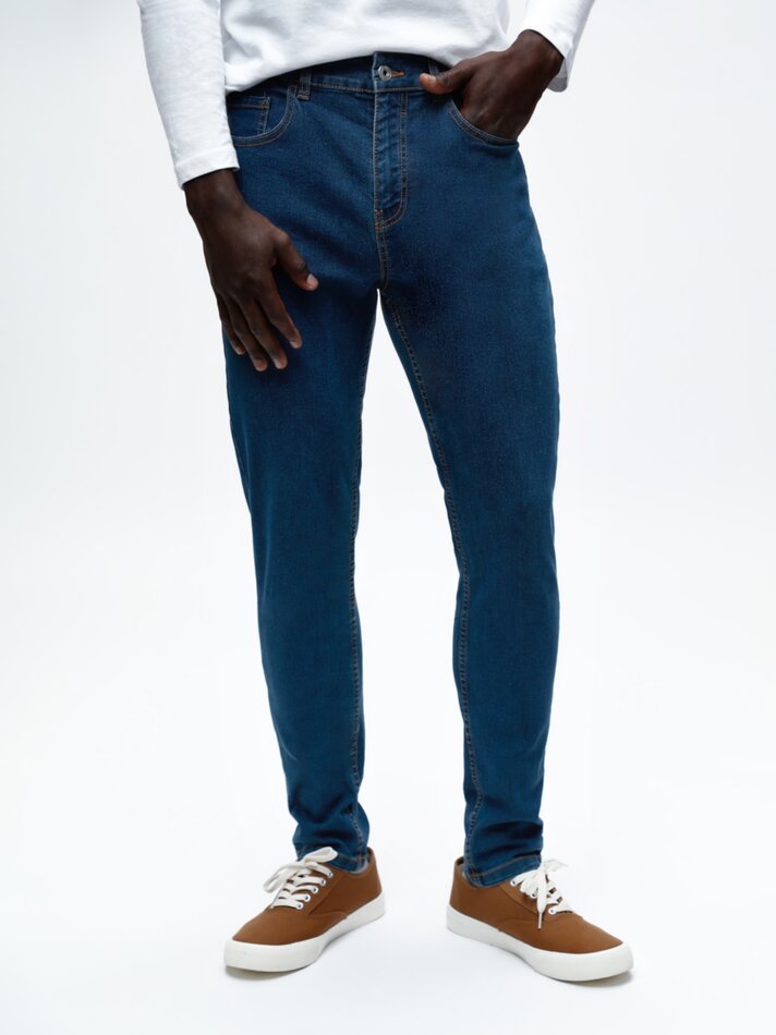 Calça jeans skinny com efeito spray - Azul