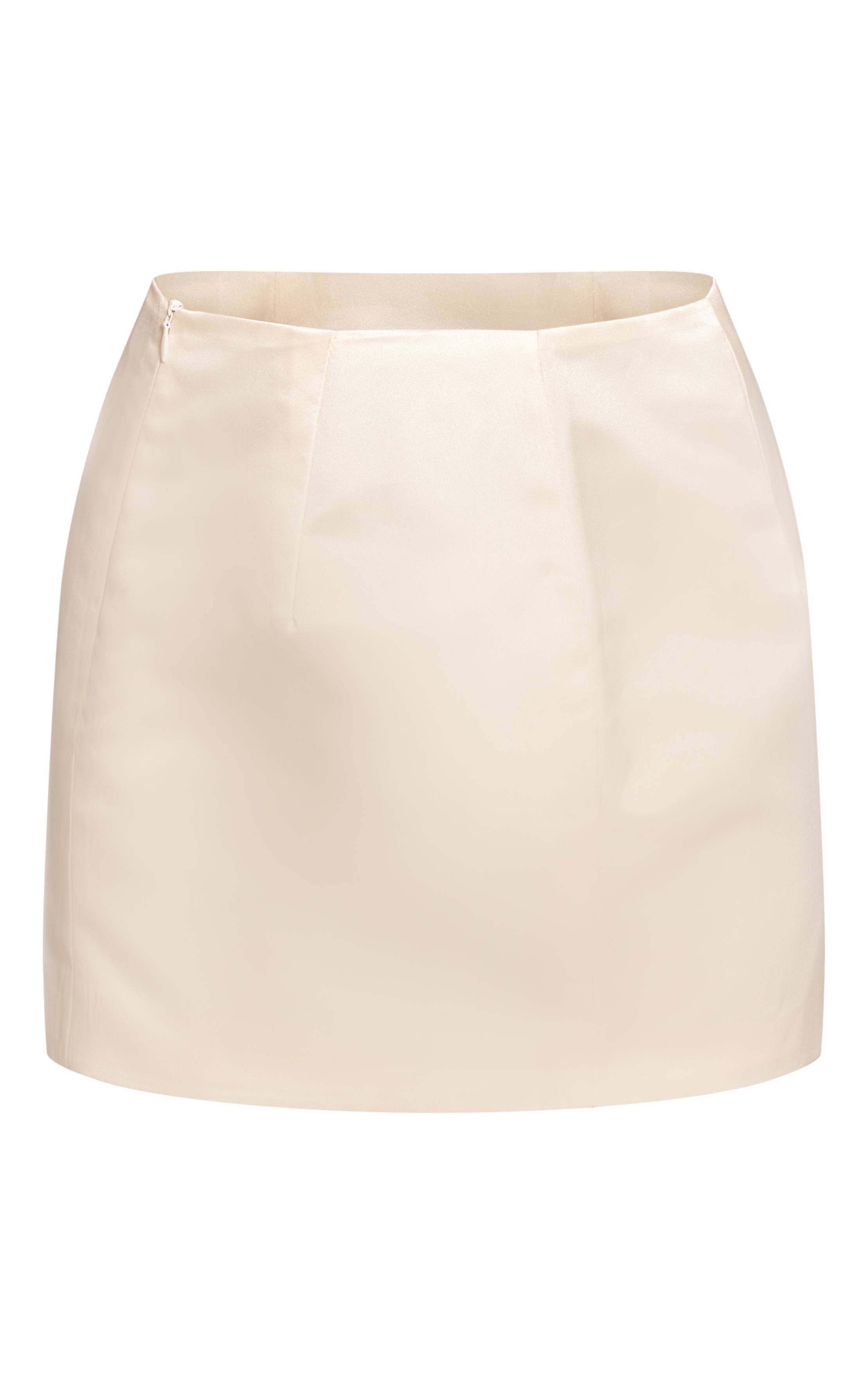 Crème Ensemble Coordonné Jupe Mini Moulante En Satin