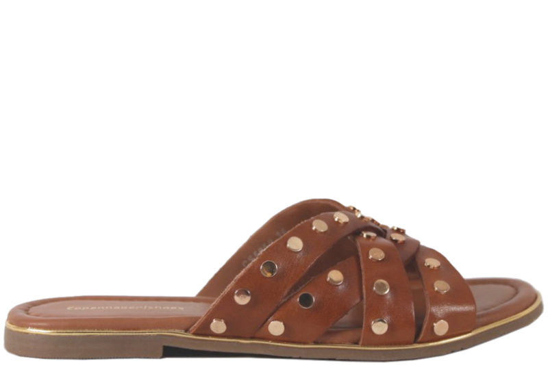 COPENHAGEN SHOES LALA STUDS BRUN SLENTERS I SKIND