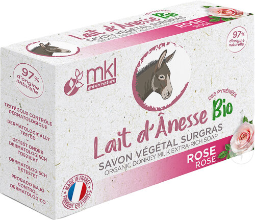 MKL Green Nature Lait D'Ânesse Du Gers Savon Végétal Surgras Rose Bio 100g