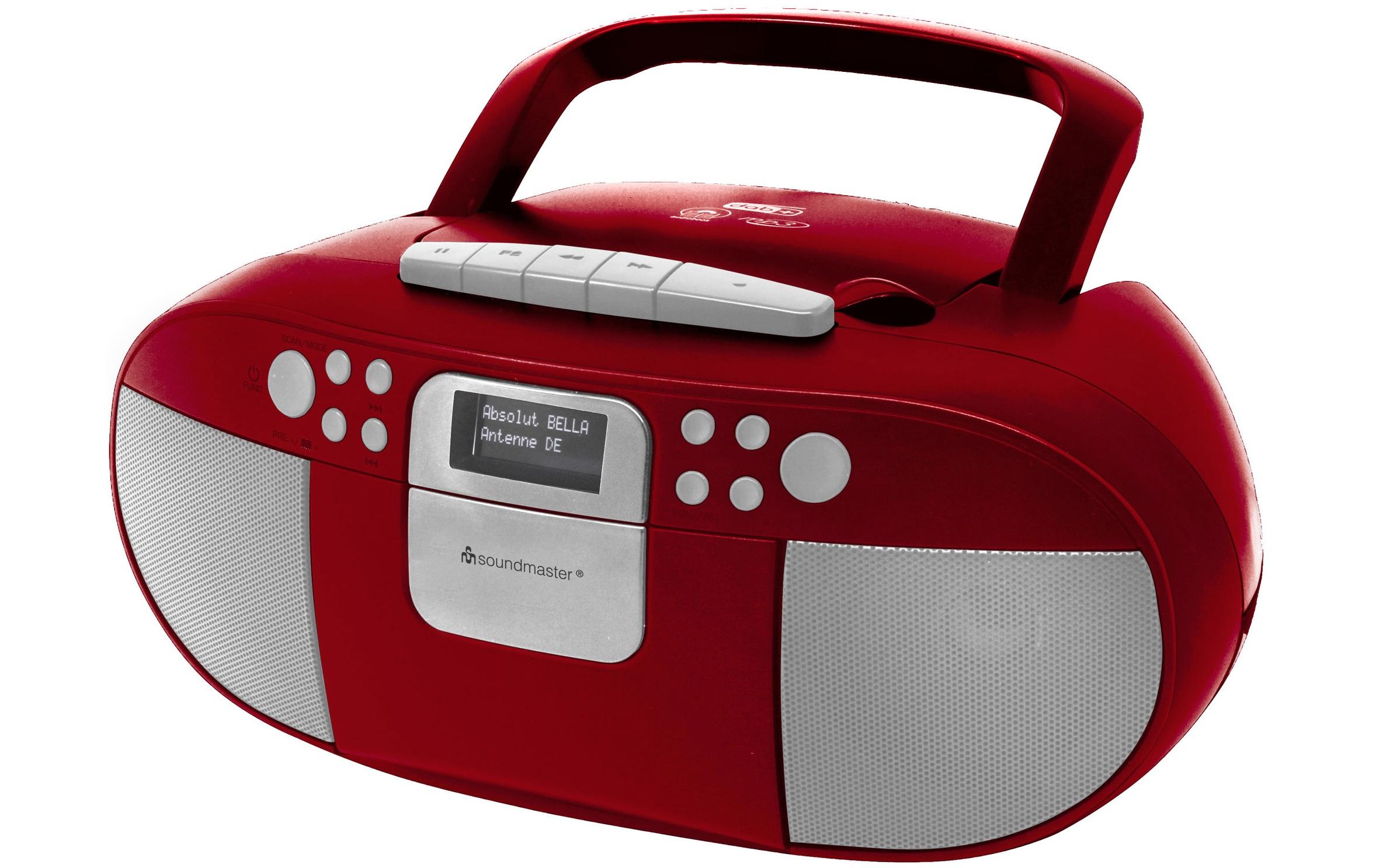 DAB+ Radio SCD7800RO RotCD/MP3 Boombox mit DAB+/UKW Radio, Kassettenspieler und USB