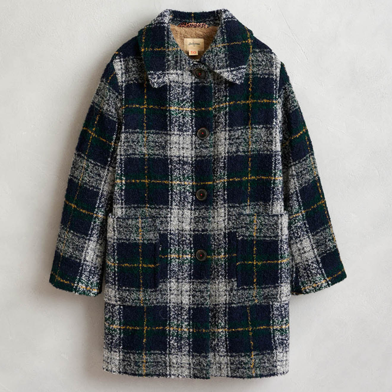 Bellerose Manteau droit Craft à carreaux bleu gris