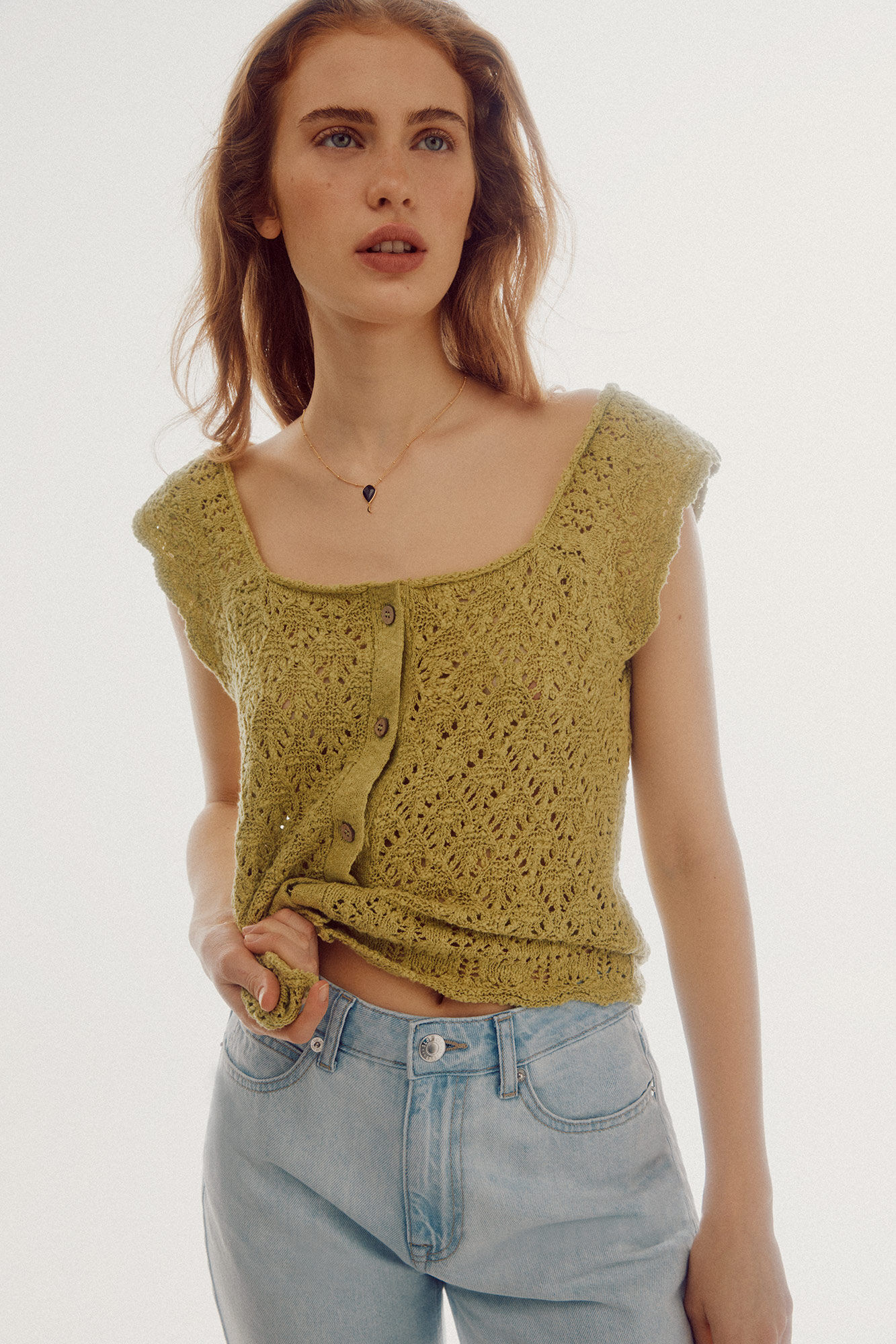 Blusa rústica com botões - Verde