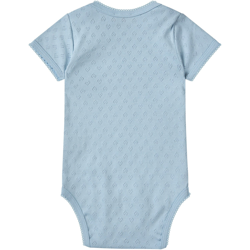 Køb COPENHAGEN COLORS Dusty Blue Pointelle Heart Lapneck Body Ss