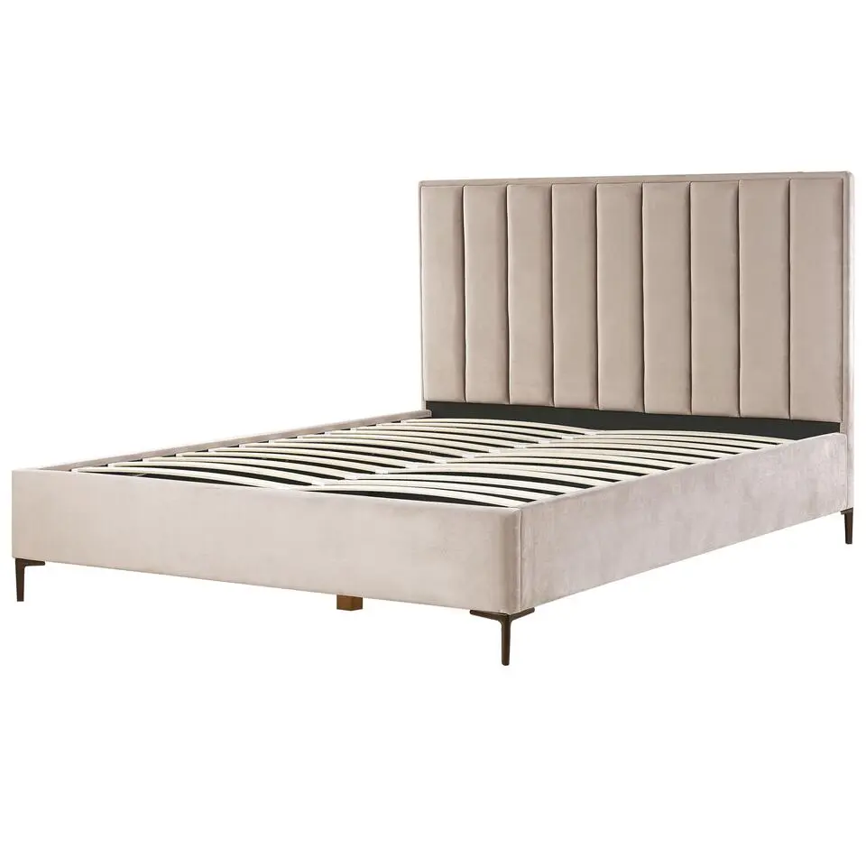 SEZANNE - Bed met opbergruimte - Taupe - 180 x 200 cm - Fluweel