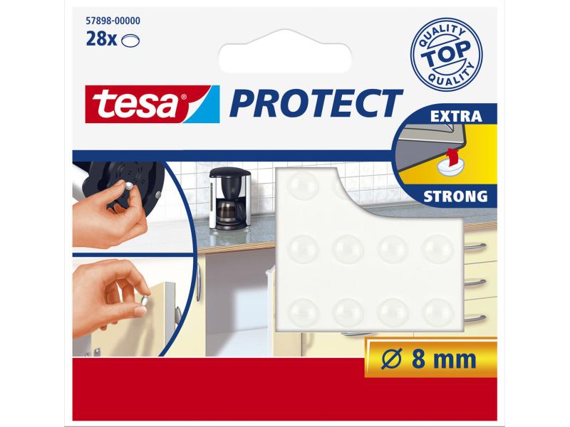 tesa Rutsch- und Lärmstopper Protect 8 mm, 28 Stück Gumminoppen zum Aufkleben, ideal als Möbelschutz, Stopper oder Antirutsch