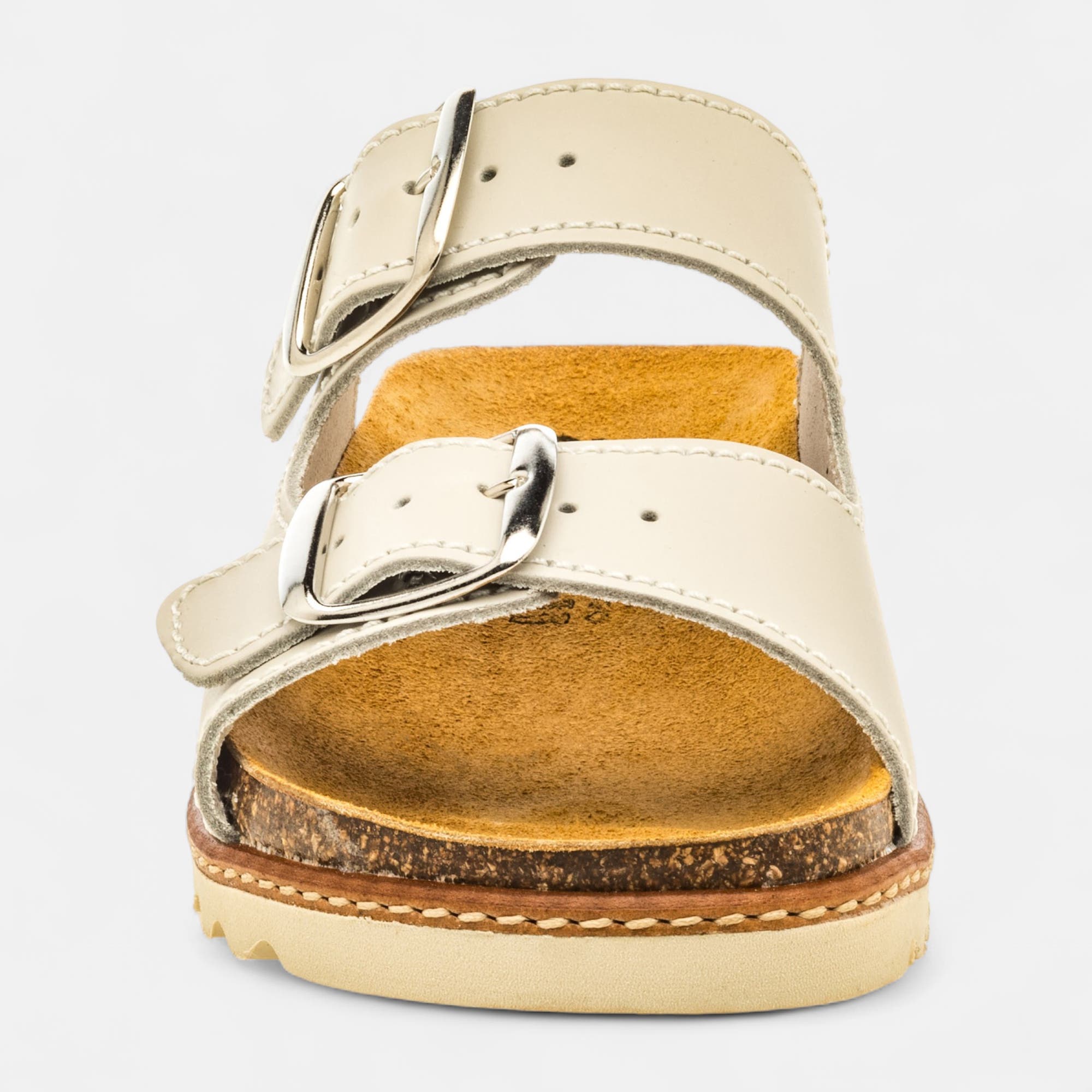 Mules semelle liège Femme en cuir beige