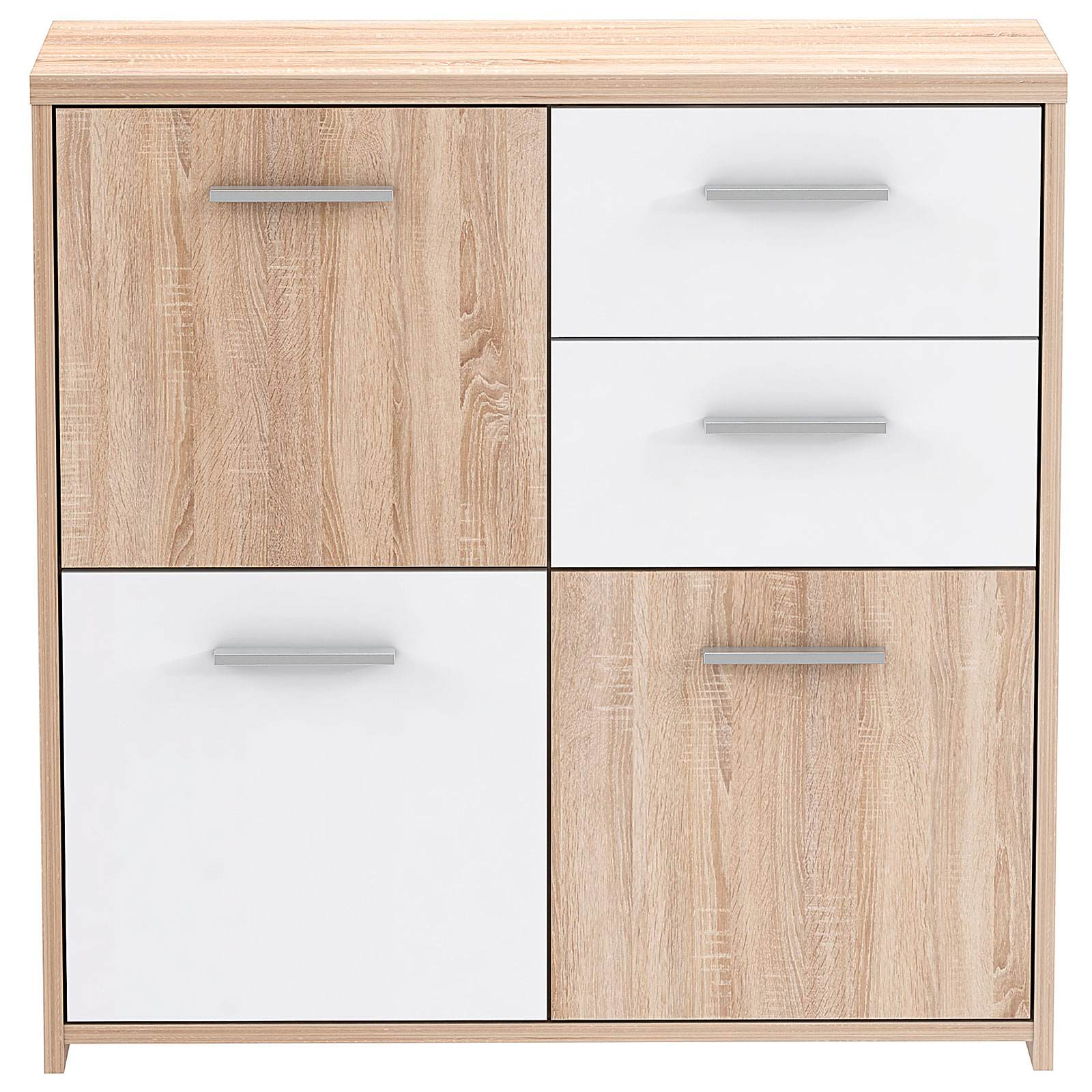 Kommode - Sonoma Eiche-weiß - 77 cm breit