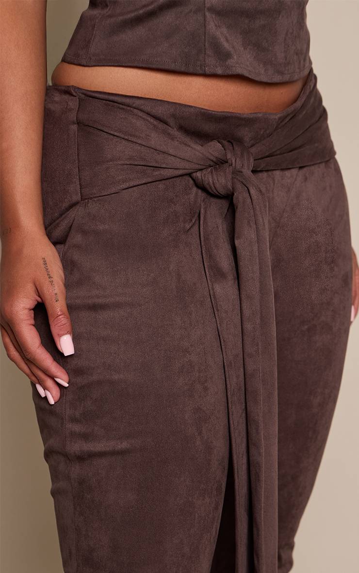 Chocolat Ensemble Coordonné Pantalon Capri Croisé En Synthétique Shape