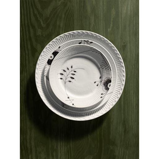 Royal Copenhagen Sort Mega Riflet Frokosttallerken, Mønster 2, Ø22 cm