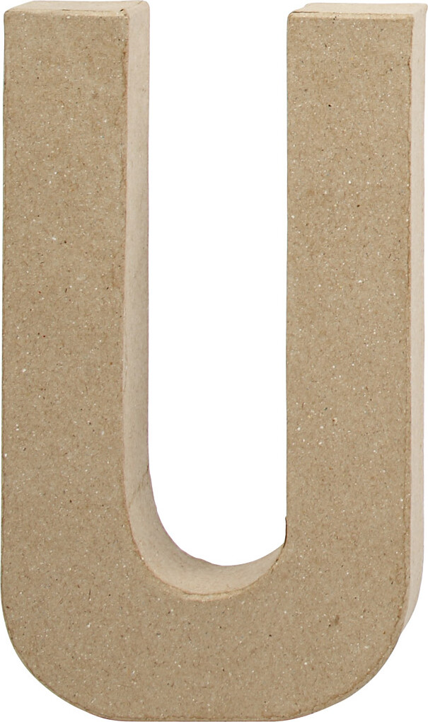 Bogstav Til Pynt - U - Stort Bogstav - Papmaché - 20,5X11,5 CM