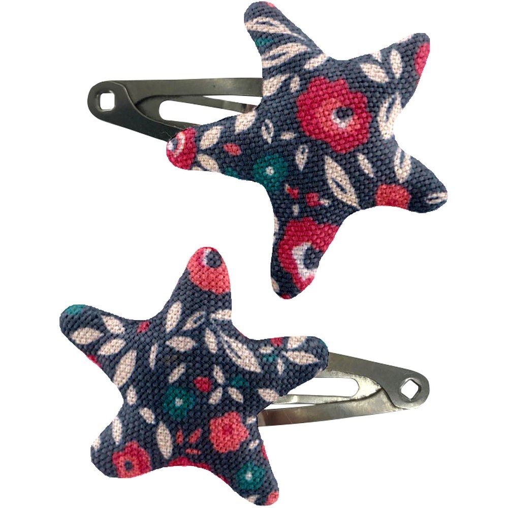 Barrettes Clic-Clac Étoile Camelias Rubis