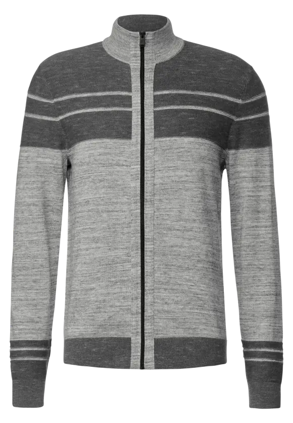 Streifendessin Strickjacke - stone grey melange