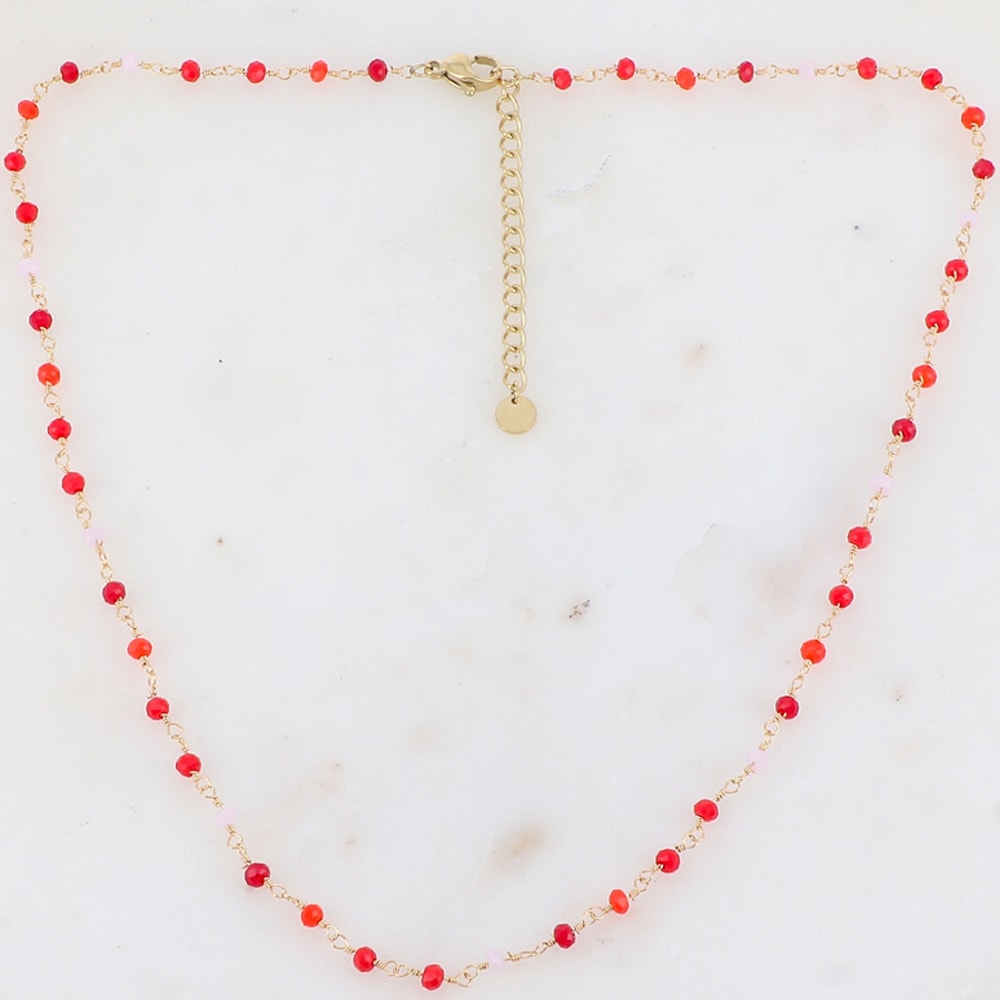 Collier - Acier inoxydable doré & pâtes de verre