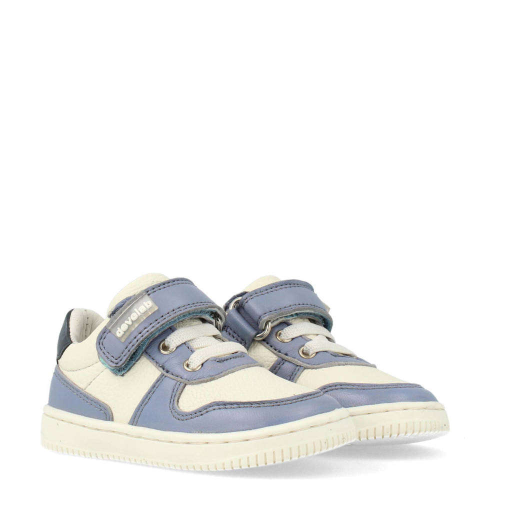 Develab leren sneakers blauw/wit