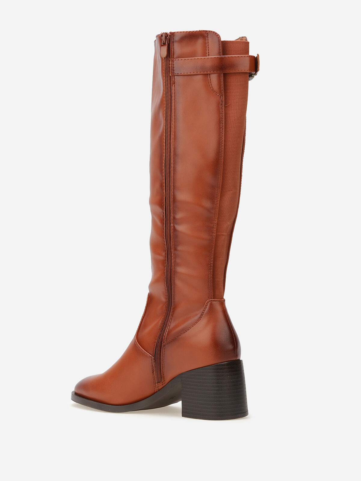 Bottes cavalières à sangle et boucle métallique- Camel