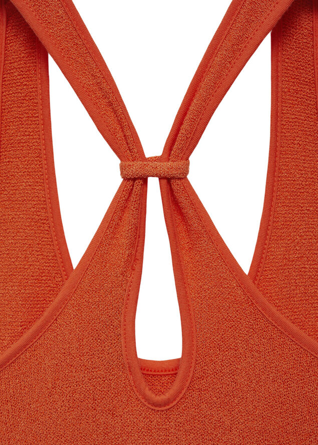 MANGO Cross-back knitted dress Orange